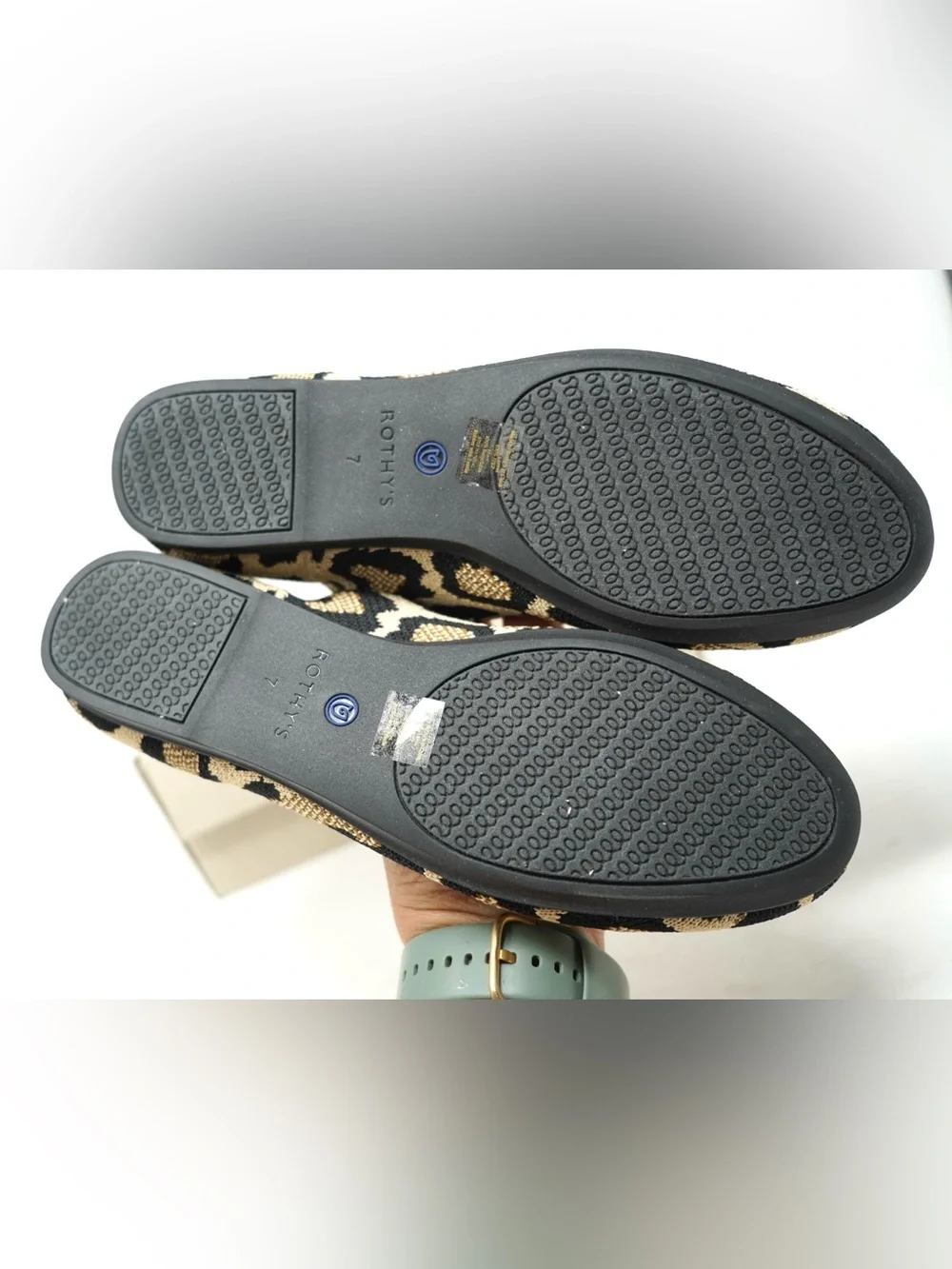 Rothy's The Flat Shoes leopard print round toe slip on ballet flats size 7 NWB